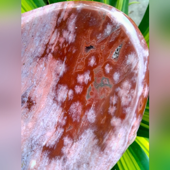 Colorful Pink and Red Ocean Jasper Crystal Bowl Stone Carving - Picture 4 of 9